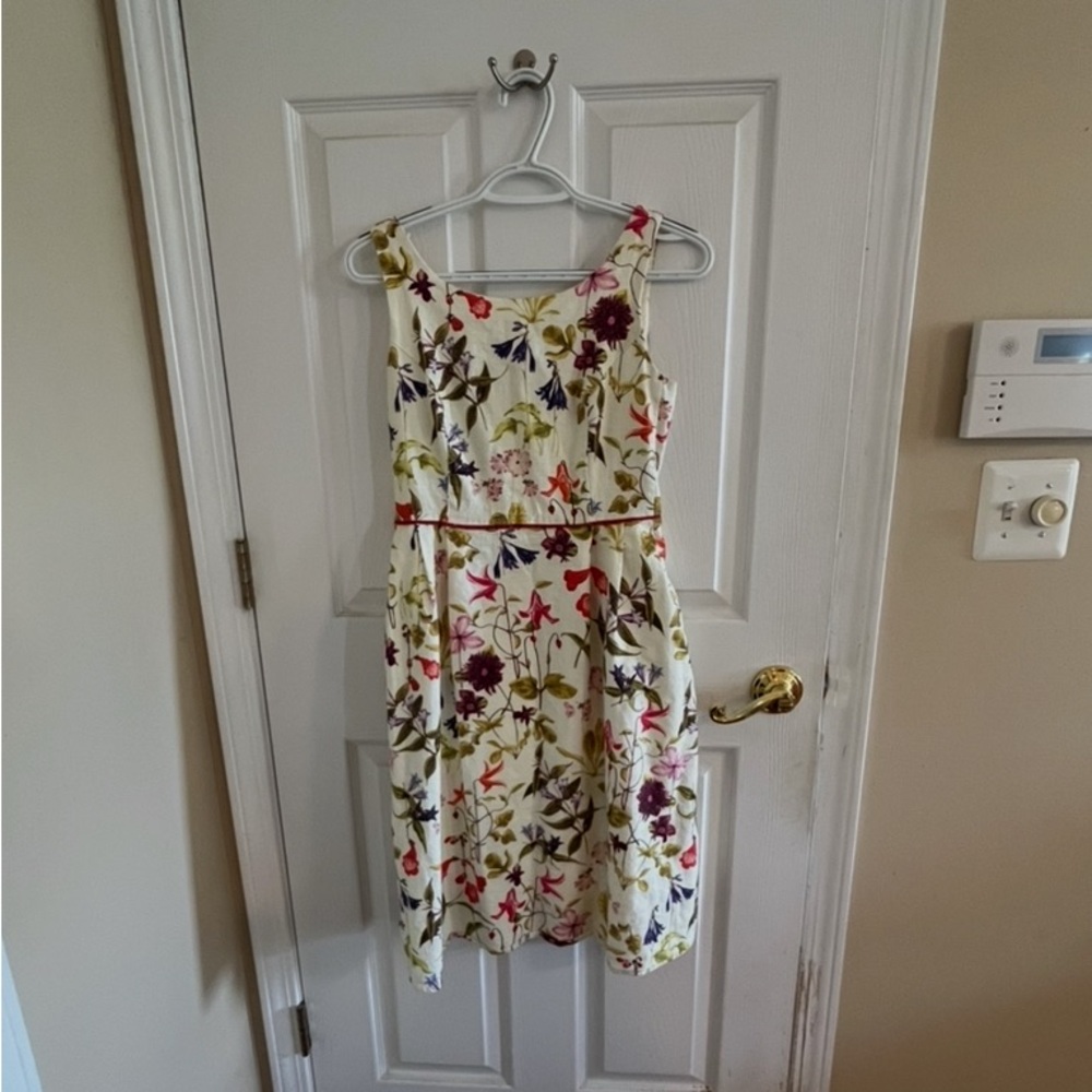 Lands' End Multicolor Floral Dress on Cream